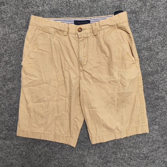 Tommy Hilfiger Other - Tommy Hilfiger Shorts Mens 30 Beige Chino Cotton Twill Flat Front Casual Logo